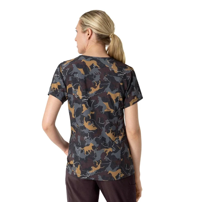 Cross-Flex-Scrub-Oberteil für Damen mit V-Ausschnitt und Print