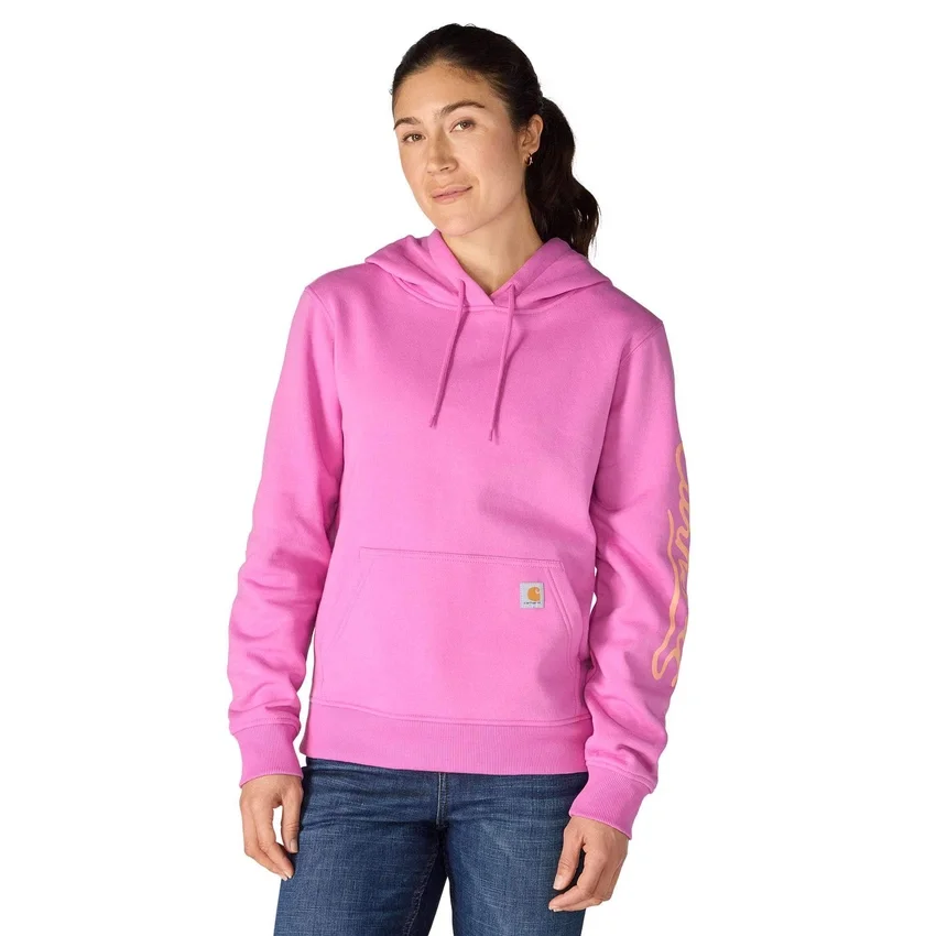 Damen-Hoodie mit «Sawyer Script Logo» auf den Armlingen