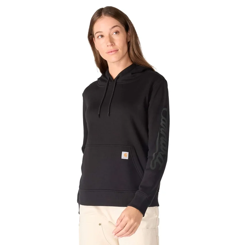 Damen-Hoodie mit «Sawyer Script Logo» auf den Armlingen