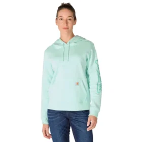 Damen-Hoodie mit «Sawyer Script Logo» auf den Armlingen
