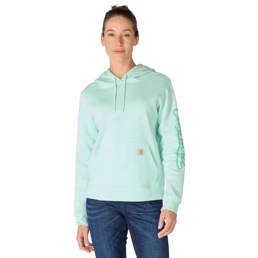 Damen-Hoodie mit «Sawyer Script Logo» auf den Armlingen