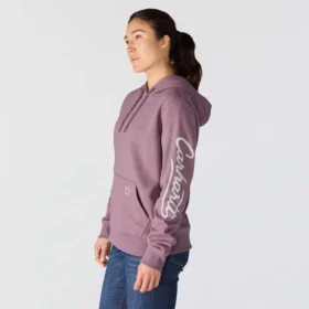 Damen-Hoodie mit «Sawyer Script Logo» auf den Armlingen