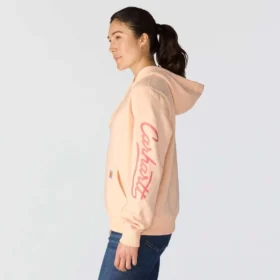 Damen-Hoodie mit «Sawyer Script Logo» auf den Armlingen