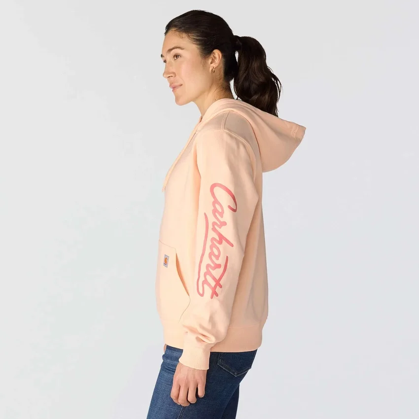 Damen-Hoodie mit «Sawyer Script Logo» auf den Armlingen