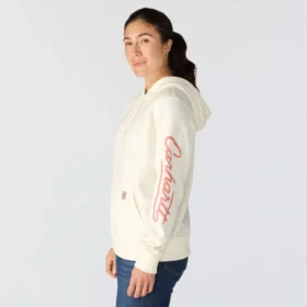 Damen-Hoodie mit «Sawyer Script Logo» auf den Armlingen