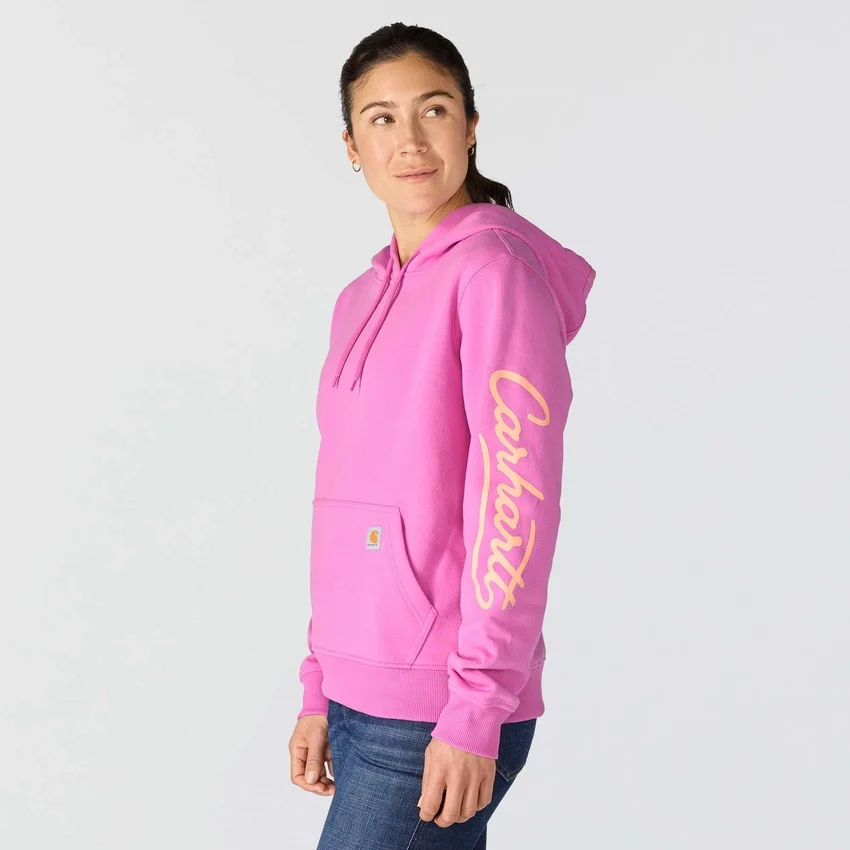 Damen-Hoodie mit «Sawyer Script Logo» auf den Armlingen