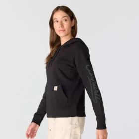 Damen-Hoodie mit «Sawyer Script Logo» auf den Armlingen