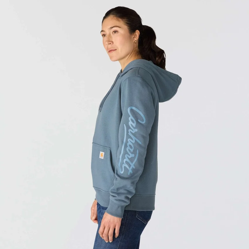 Damen-Hoodie mit «Sawyer Script Logo» auf den Armlingen