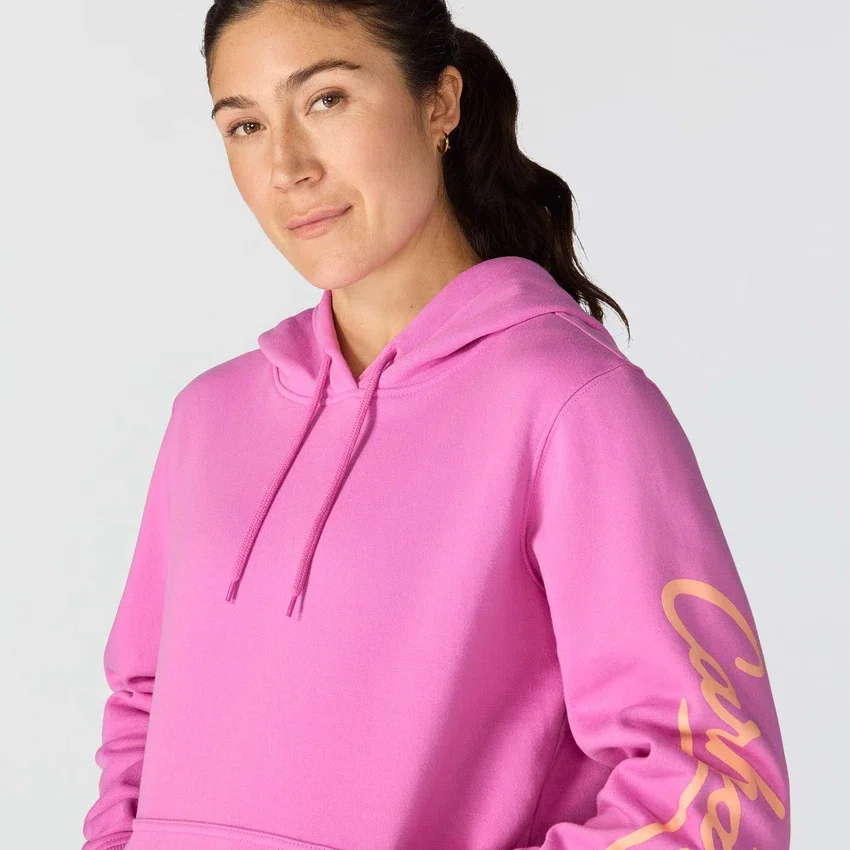 Damen-Hoodie mit «Sawyer Script Logo» auf den Armlingen