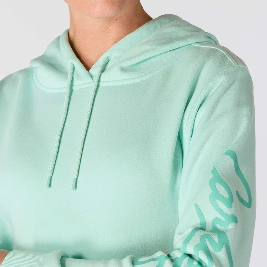 Damen-Hoodie mit «Sawyer Script Logo» auf den Armlingen
