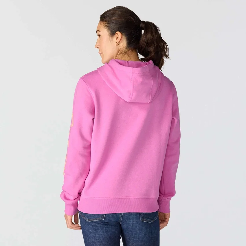 Damen-Hoodie mit «Sawyer Script Logo» auf den Armlingen