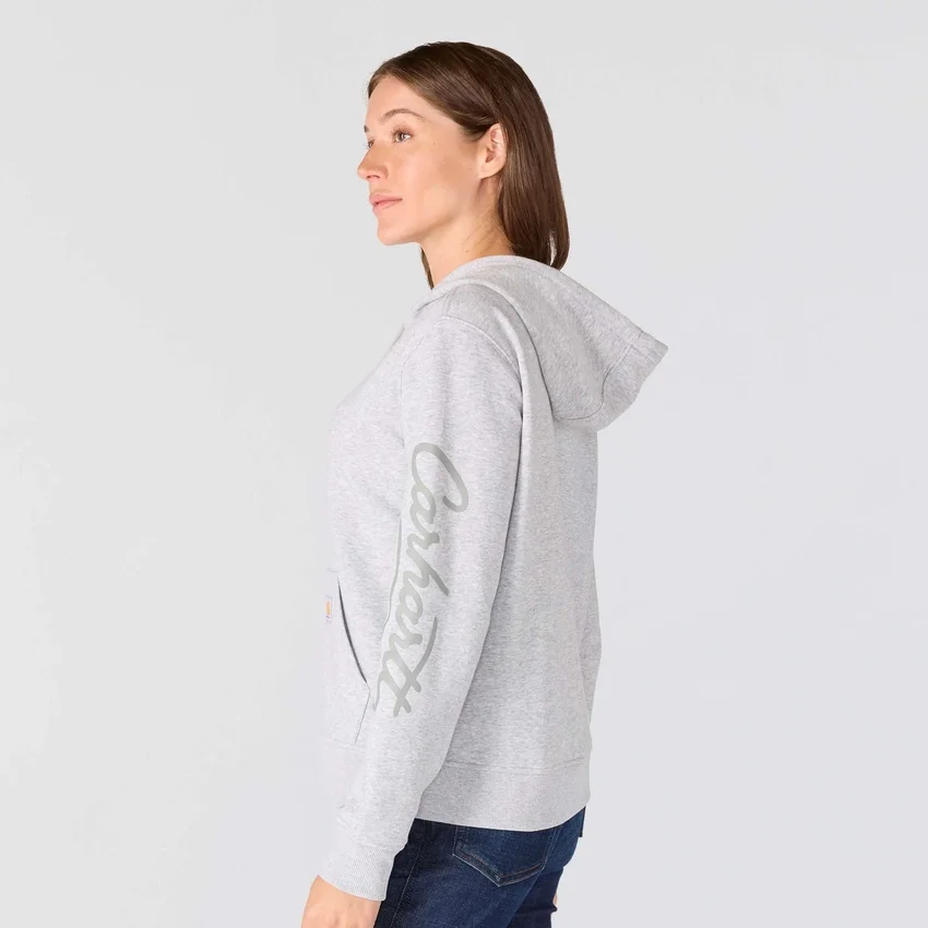 Damen-Hoodie mit «Sawyer Script Logo» auf den Armlingen