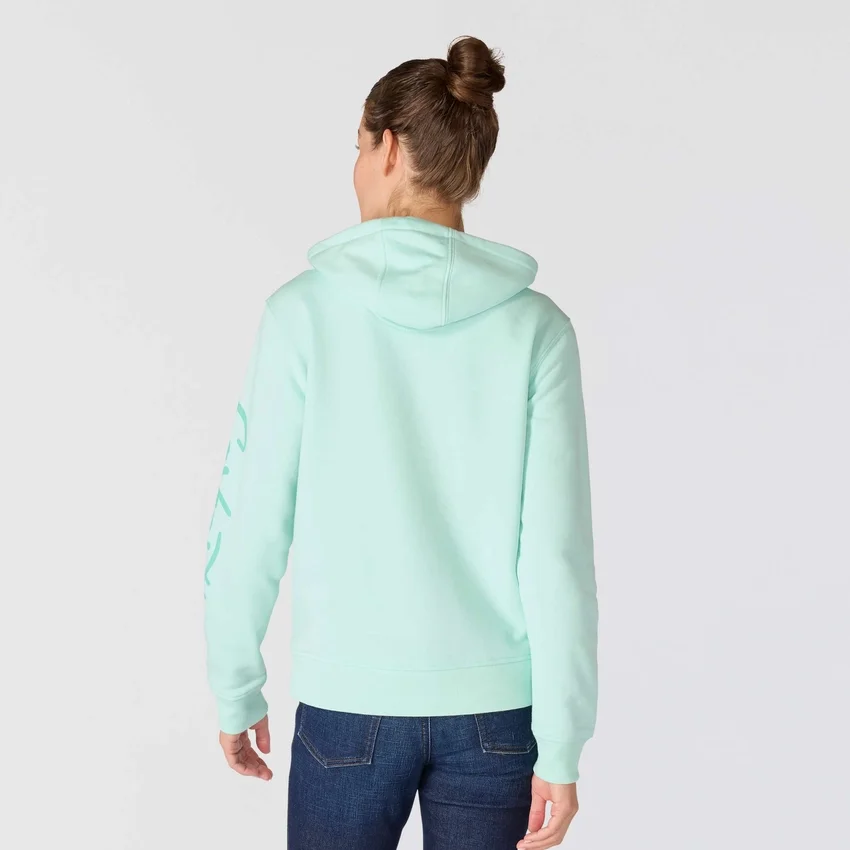 Damen-Hoodie mit «Sawyer Script Logo» auf den Armlingen