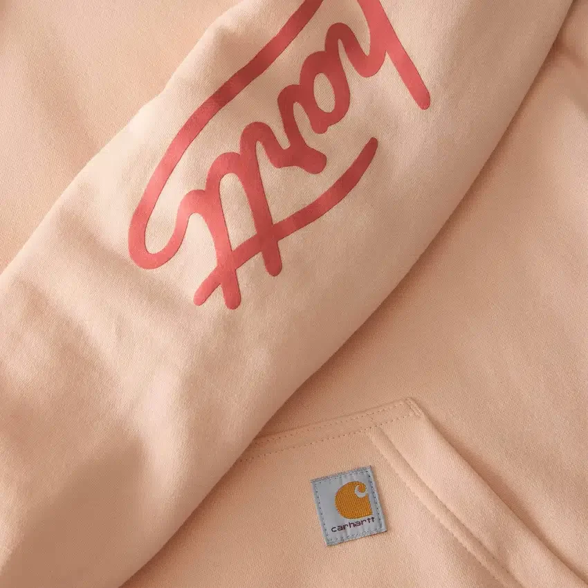 Damen-Hoodie mit «Sawyer Script Logo» auf den Armlingen
