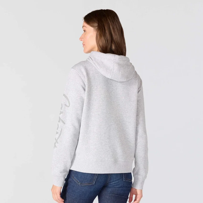 Damen-Hoodie mit «Sawyer Script Logo» auf den Armlingen