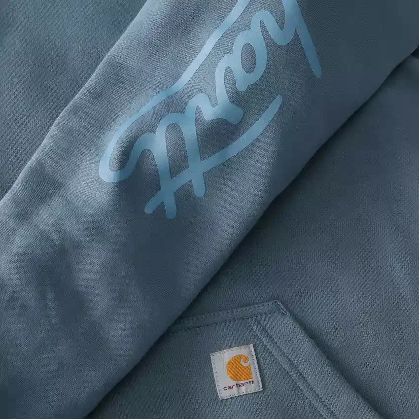 Damen-Hoodie mit «Sawyer Script Logo» auf den Armlingen
