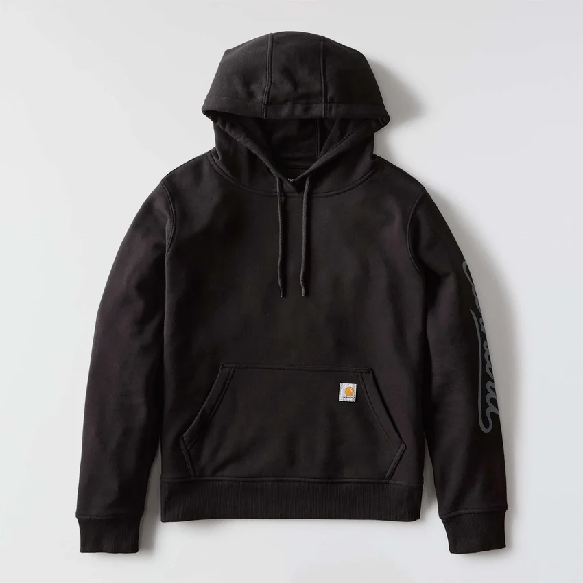 Damen-Hoodie mit «Sawyer Script Logo» auf den Armlingen
