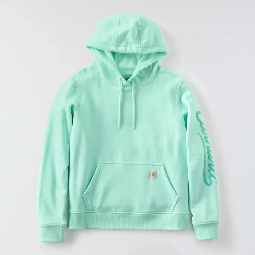 Damen-Hoodie mit «Sawyer Script Logo» auf den Armlingen