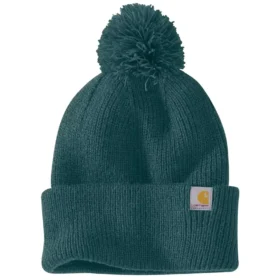 Damen-Strickmütze mit Bommel und Umschlag