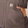 Damen-Weste mit Stehkragen aus gewaschenem Baumwoll-Duck mit Sherpa-Futter