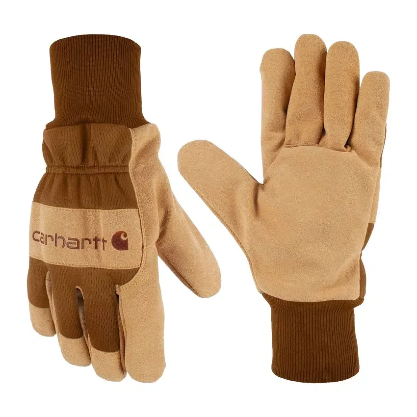 Damenhandschuhe aus synthetischem Wildleder mit Strickbund