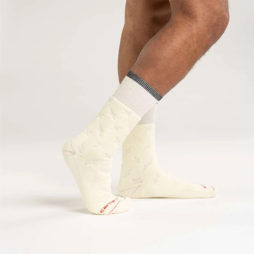 Doppelt gestrickte, schwere Crew-Socken mit Rautenmuster