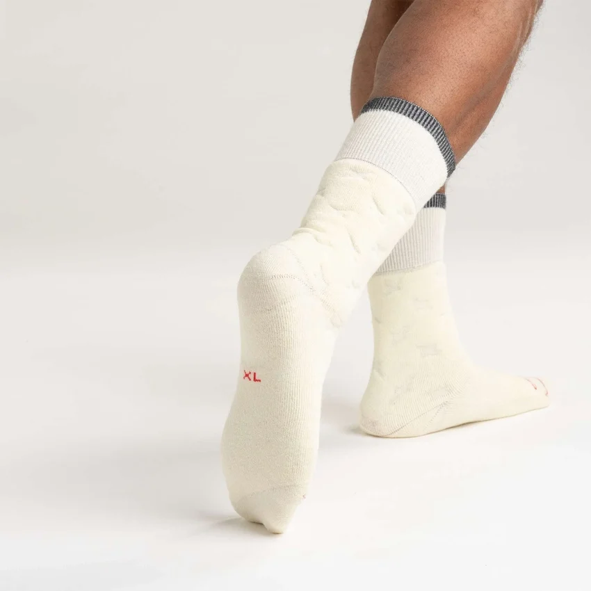 Doppelt gestrickte, schwere Crew-Socken mit Rautenmuster