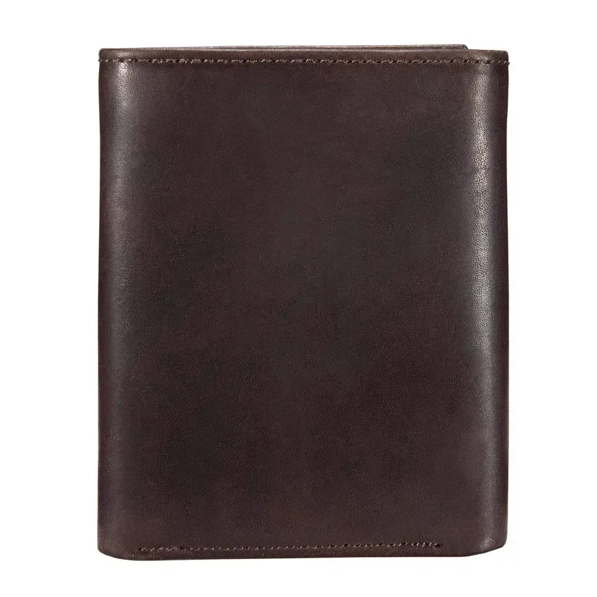 Dreifach gefaltete Brieftasche aus geöltem, hellbraunem Leder