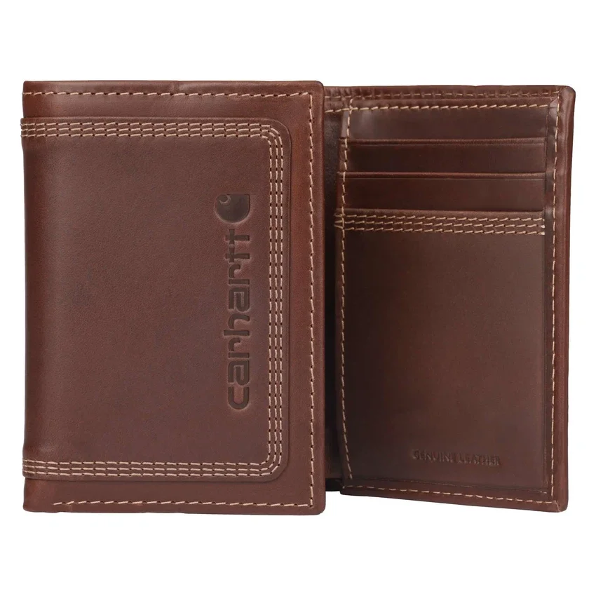 Dreifach vernähte Dreifach-Brieftasche aus Leder