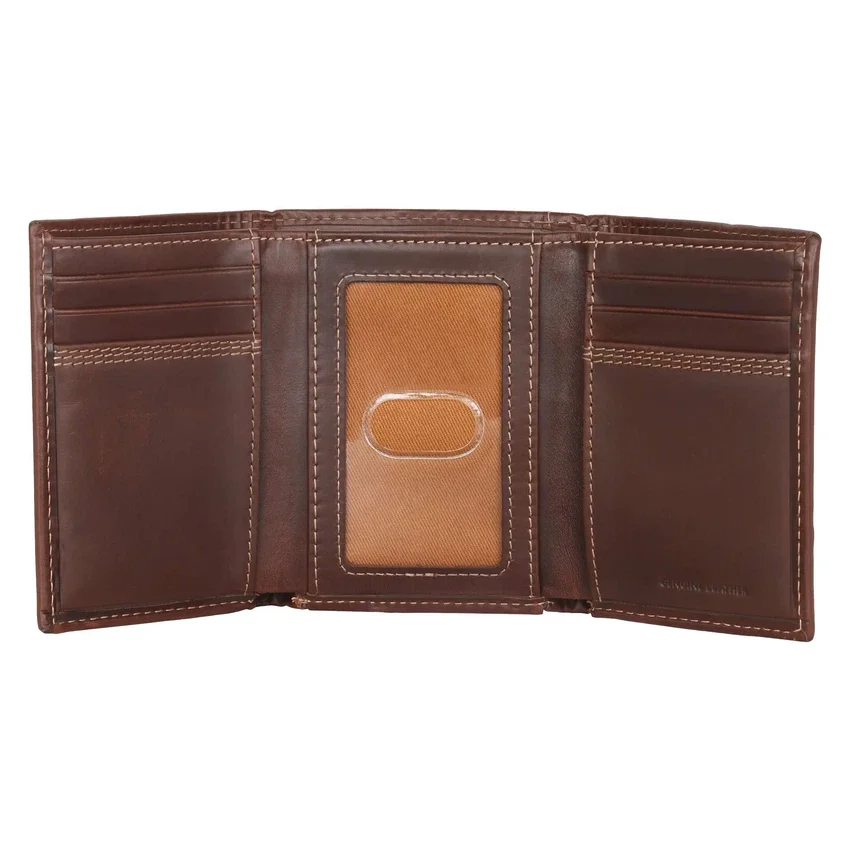 Dreifach vernähte Dreifach-Brieftasche aus Leder