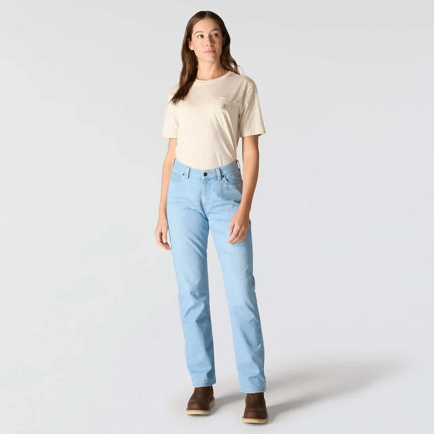 Essential Stretch-Jeans für Damen mit mittlerer Leibhöhe und geradem Bein