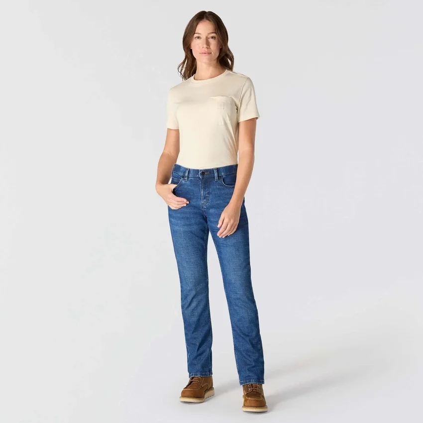 Essential Stretch-Jeans für Damen mit mittlerer Leibhöhe und geradem Bein