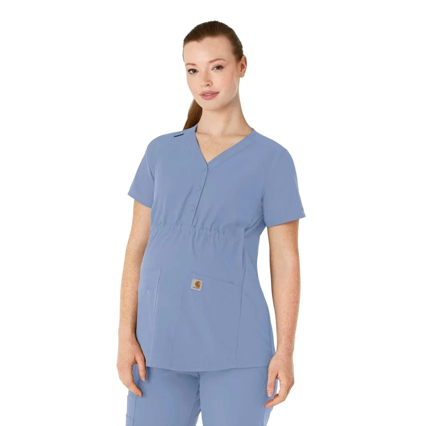 Force Essentials Henley-Umstands-Scrub-Oberteil für Damen
