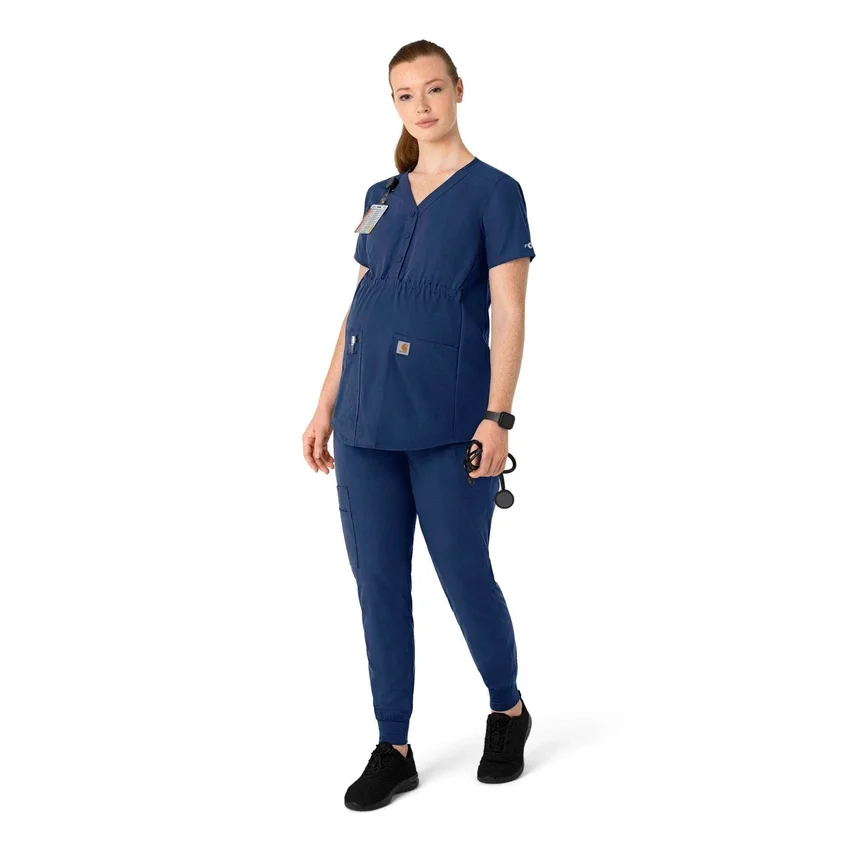 Force Essentials Henley-Umstands-Scrub-Oberteil für Damen