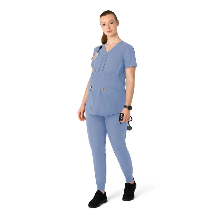Force Essentials Henley-Umstands-Scrub-Oberteil für Damen