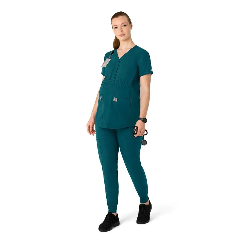 Force Essentials Henley-Umstands-Scrub-Oberteil für Damen