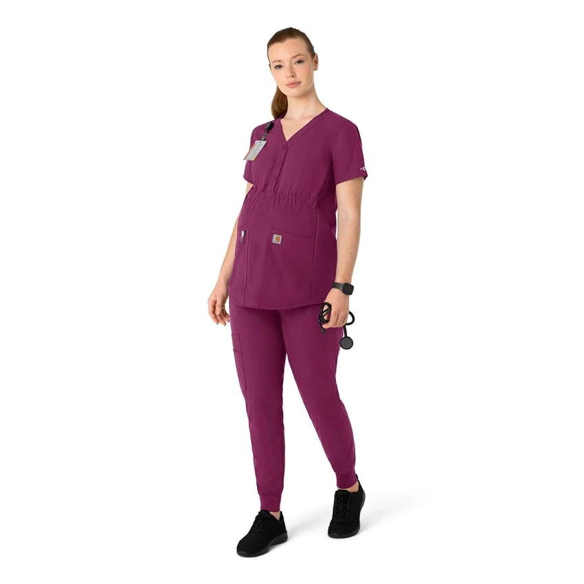 Force Essentials Henley-Umstands-Scrub-Oberteil für Damen