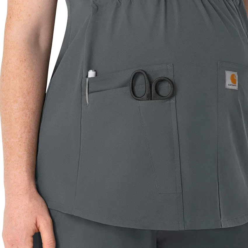 Force Essentials Henley-Umstands-Scrub-Oberteil für Damen