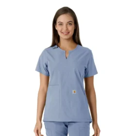 Force Essentials Tunika-Obershirt für Damen mit U-Ausschnitt und Strick-Einsätzen