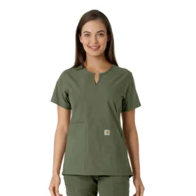 Force Essentials Tunika-Obershirt für Damen mit U-Ausschnitt und Strick-Einsätzen
