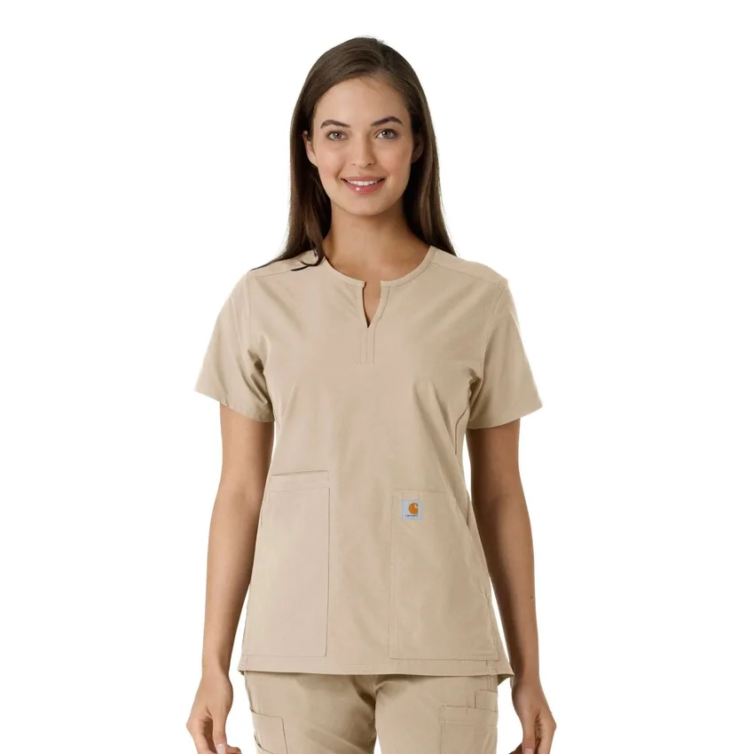 Force Essentials Tunika-Obershirt für Damen mit U-Ausschnitt und Strick-Einsätzen