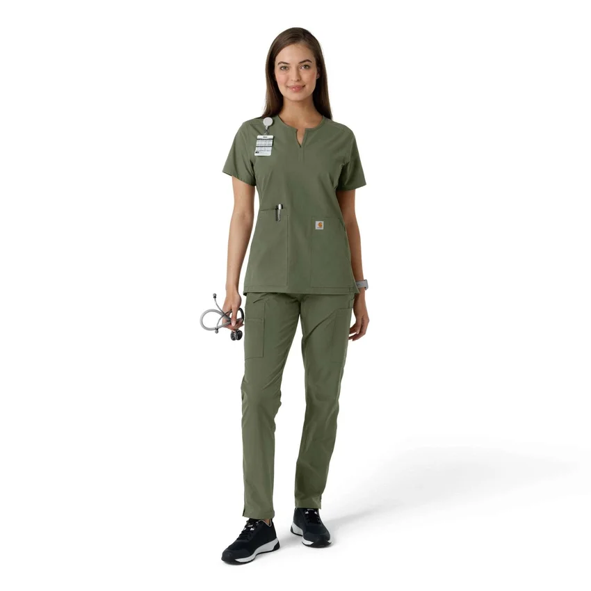 Force Essentials Tunika-Obershirt für Damen mit U-Ausschnitt und Strick-Einsätzen