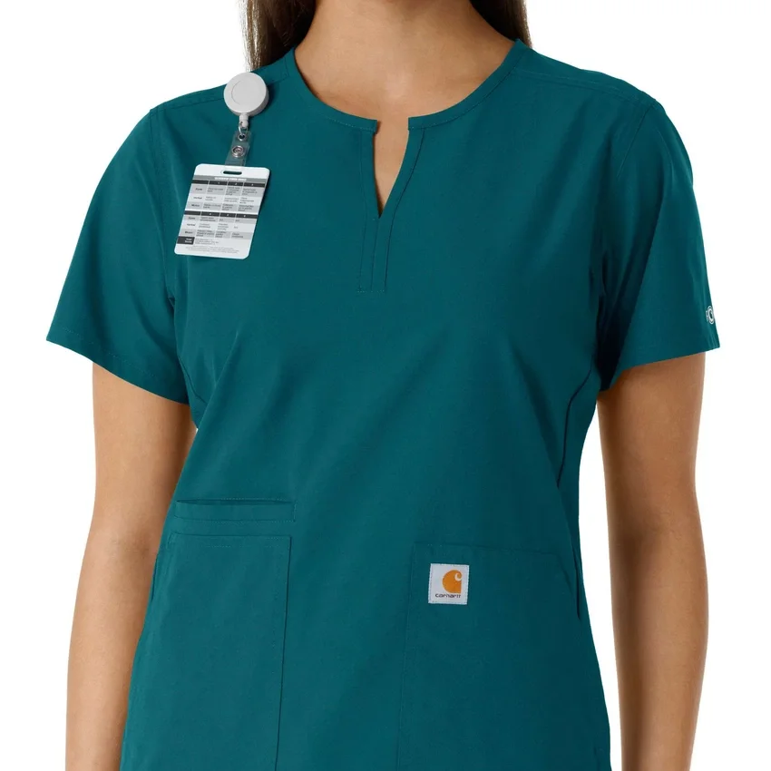 Force Essentials Tunika-Obershirt für Damen mit U-Ausschnitt und Strick-Einsätzen