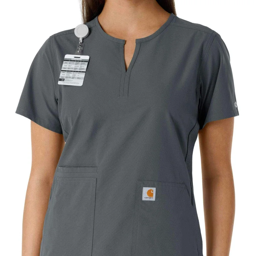 Force Essentials Tunika-Obershirt für Damen mit U-Ausschnitt und Strick-Einsätzen