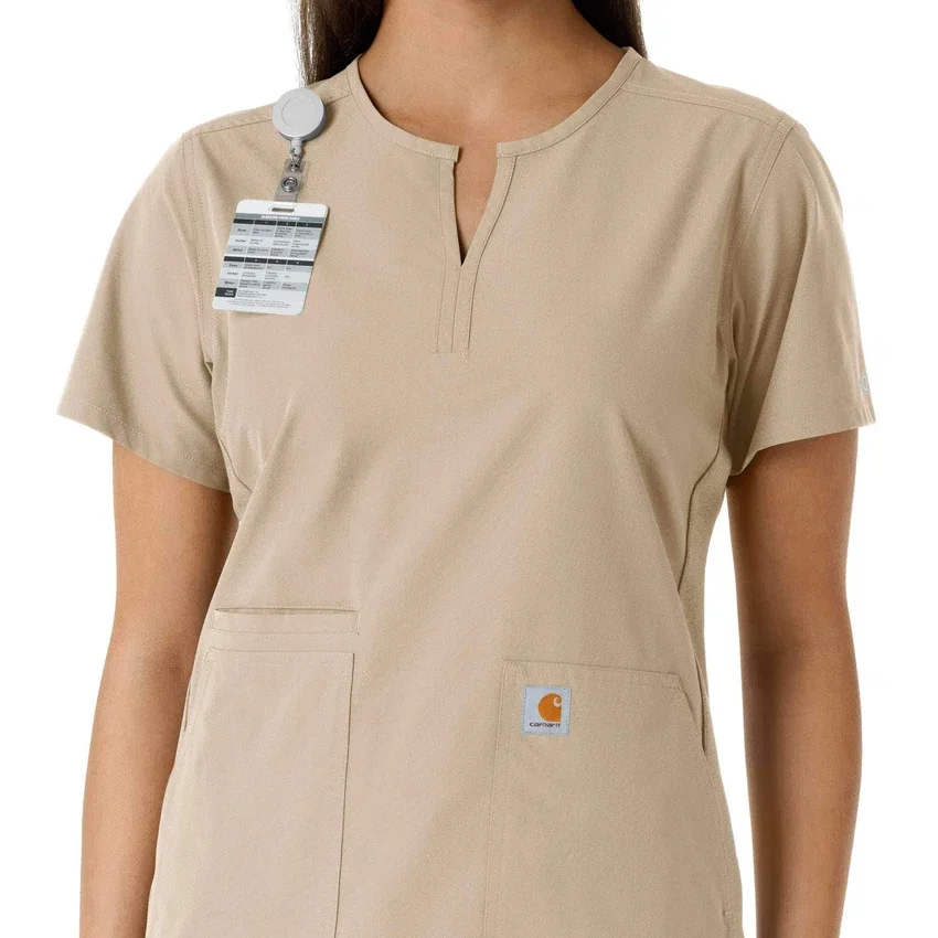 Force Essentials Tunika-Obershirt für Damen mit U-Ausschnitt und Strick-Einsätzen