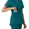 Force Essentials Tunika-Obershirt für Damen mit U-Ausschnitt und Strick-Einsätzen