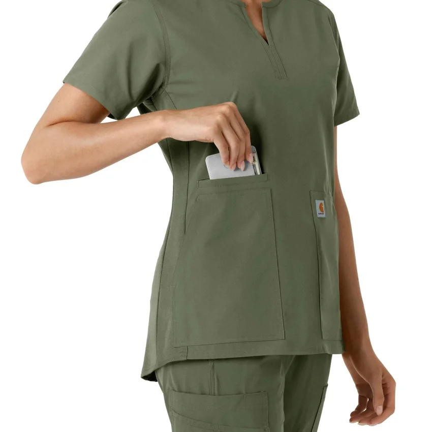 Force Essentials Tunika-Obershirt für Damen mit U-Ausschnitt und Strick-Einsätzen