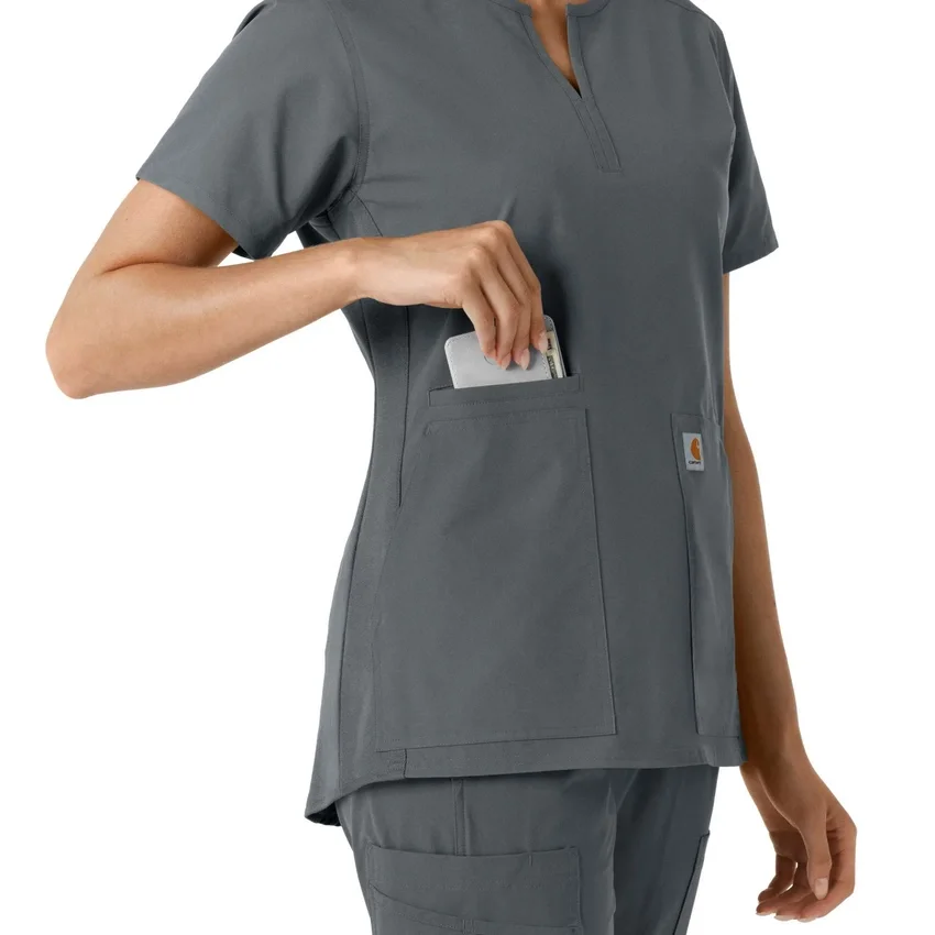 Force Essentials Tunika-Obershirt für Damen mit U-Ausschnitt und Strick-Einsätzen