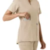 Force Essentials Tunika-Obershirt für Damen mit U-Ausschnitt und Strick-Einsätzen