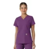Force Essentials V-Ausschnitt-Scrub-Oberteil für Damen mit Strick-Einsätzen